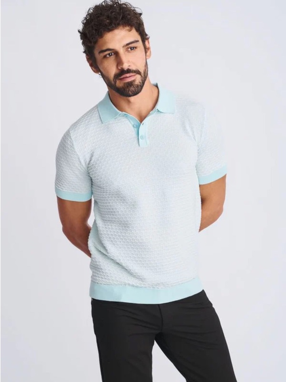 NWOT Postmarc honeycomb polo in mint/milk white size XL